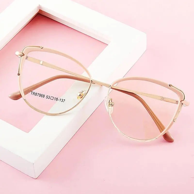 Women's Cat Eye Full Rim Alloy Prescription Glasses 87069 — view 11 | Rx Spectacle