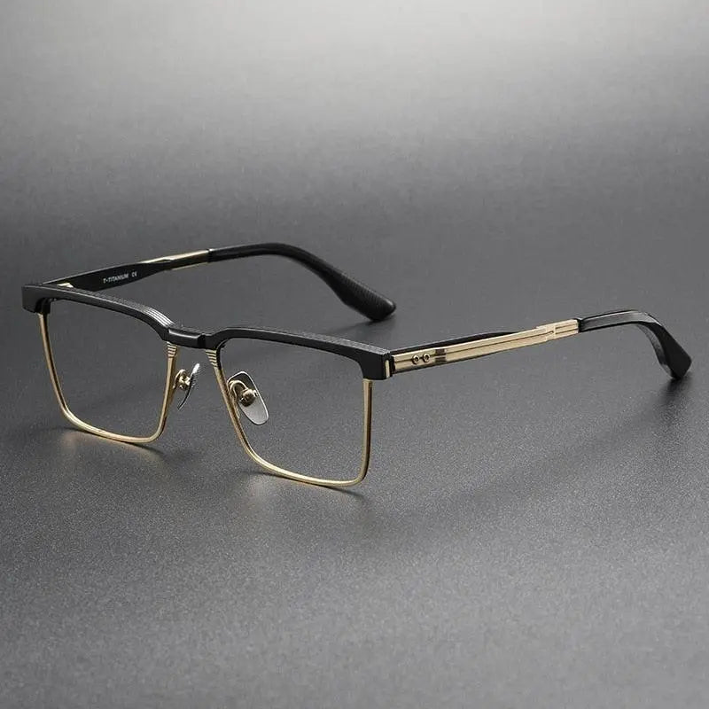 Men's Square Full Rim Titanium Prescription Glasses Dtx137 — view 2 | Rx Spectacle