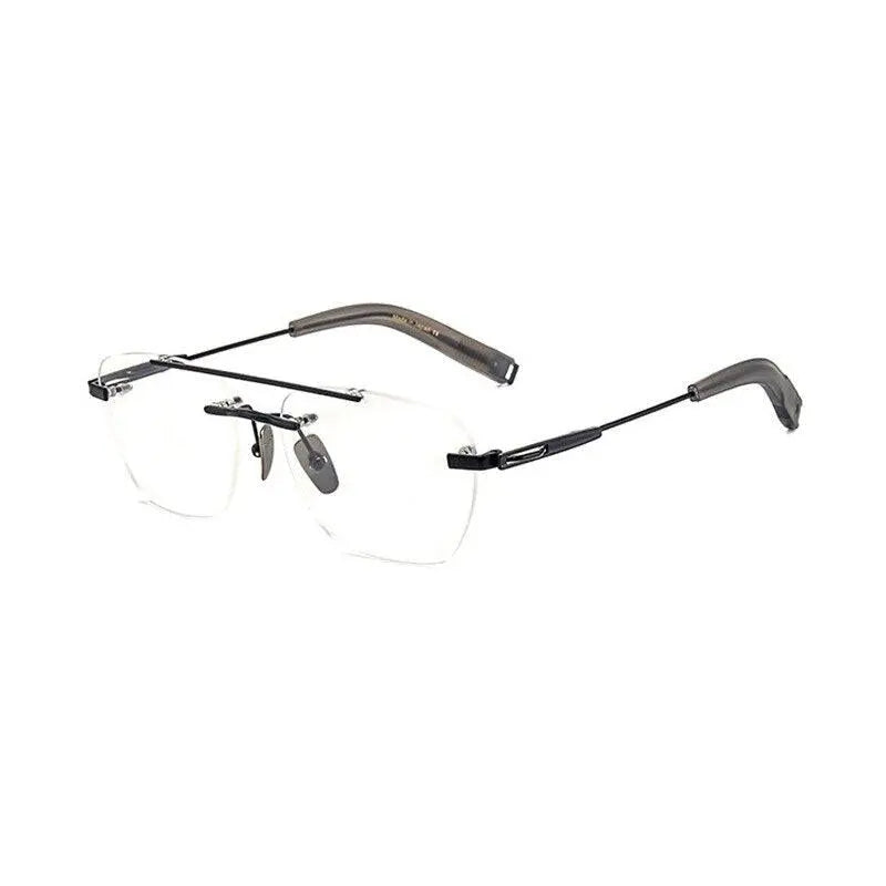 Unisex Square Rimless Titanium Double Bridge Prescription Glasses Dtx419 — view 10 | Rx Spectacle