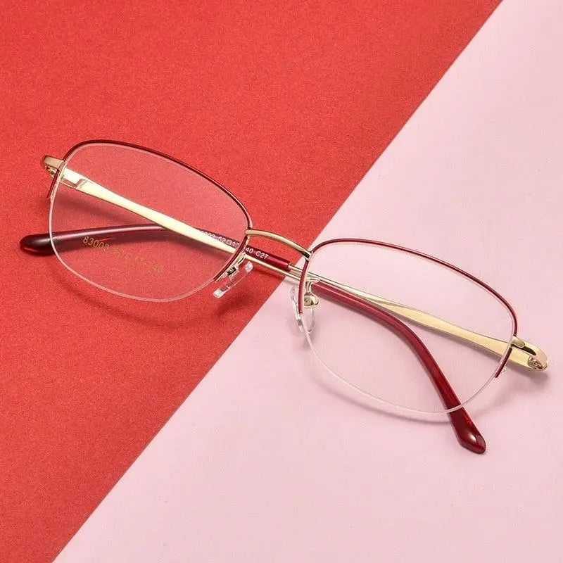 Women's Rectangular Semi-Rimless Acetate Prescription Glasses 83003sn — view 7 | Rx Spectacle