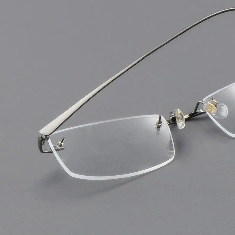 Men's Rectangular Rimless Titanium Prescription Glasses A8012t — view 10 | Rx Spectacle