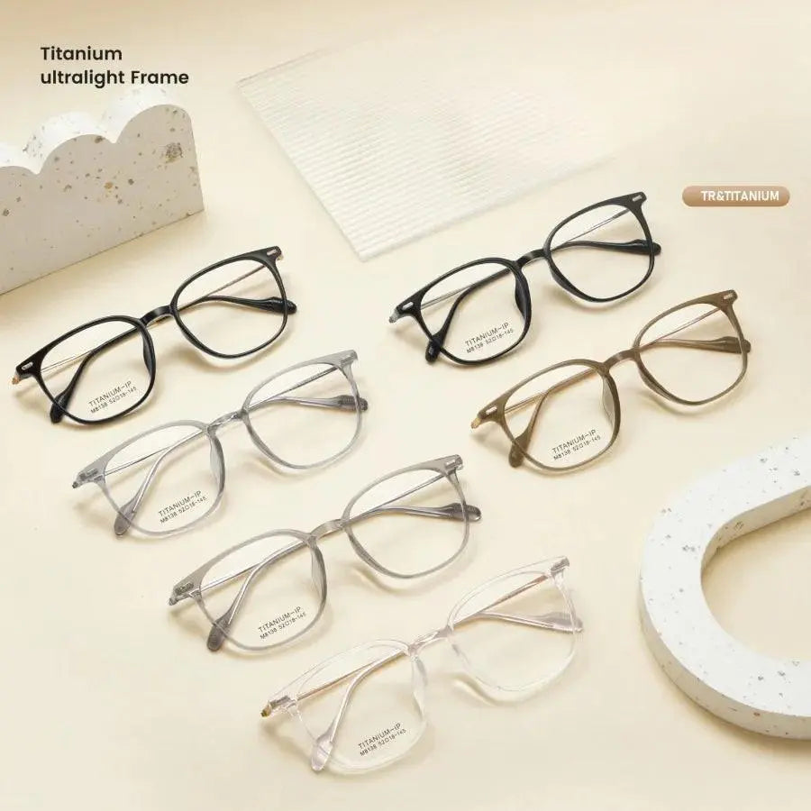 Unisex Square Full Rim Titanium Prescription Glasses M8138 — view 5 | Rx Spectacle