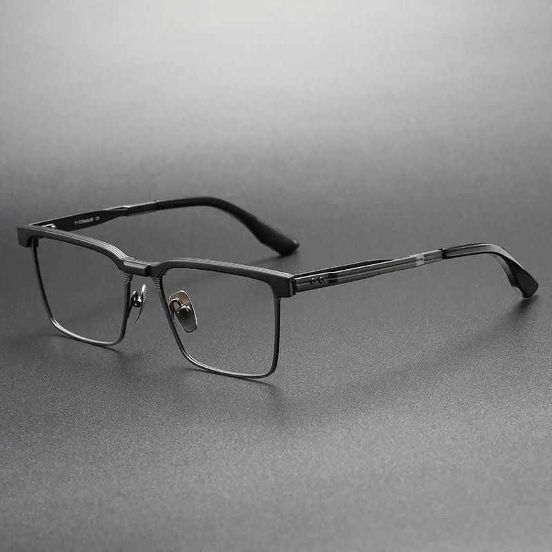 Men's Square Full Rim Titanium Prescription Glasses Dtx137 — view 3 | Rx Spectacle