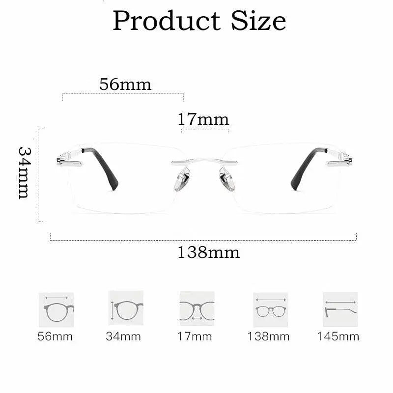 Men's Square Rimless Titanium Prescription Glasses F91092t — view 8 | Rx Spectacle