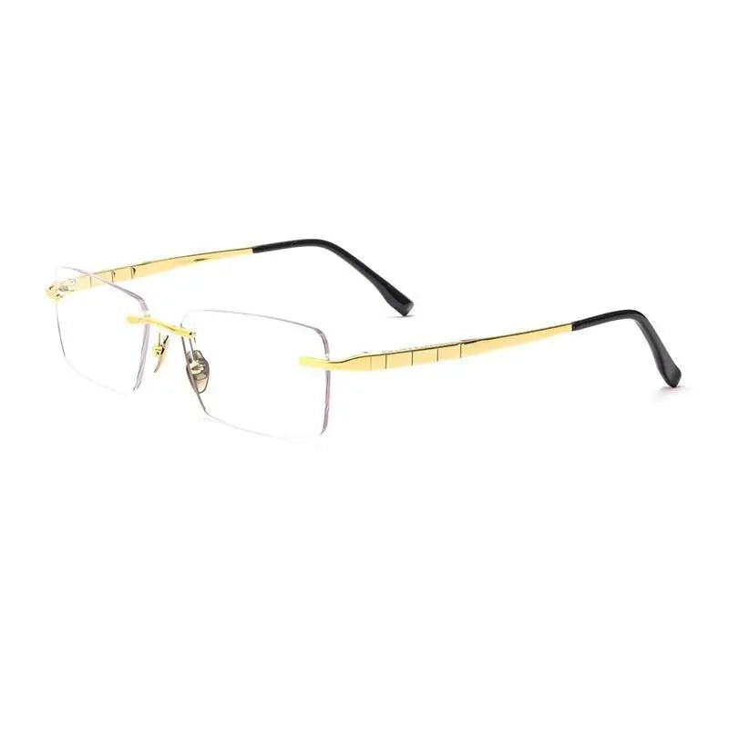 Men's Square Rimless Titanium Prescription Glasses F91092t — view 4 | Rx Spectacle