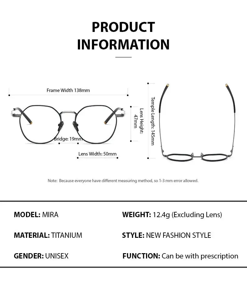 Women's Round Full Rim Titanium Flat Top Prescription Glasses 13877 — view 3 | Rx Spectacle
