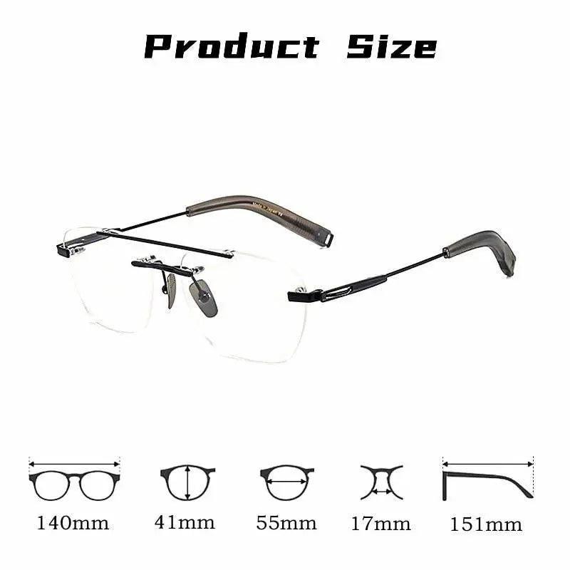 Unisex Square Rimless Titanium Double Bridge Prescription Glasses Dtx419 — view 9 | Rx Spectacle