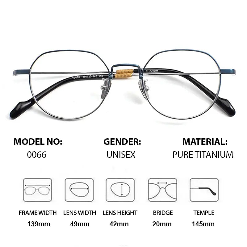 Women's Round Full Rim Titanium Flat Top Prescription Glasses 880066 — view 2 | Rx Spectacle