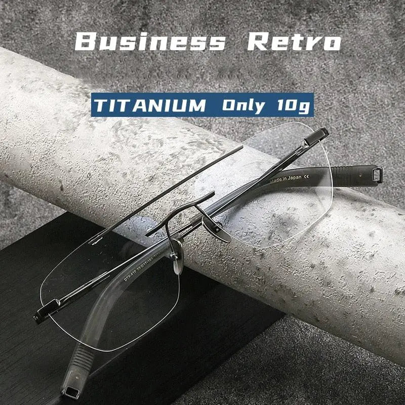 Unisex Square Rimless Titanium Double Bridge Prescription Glasses Dtx419 — view 8 | Rx Spectacle