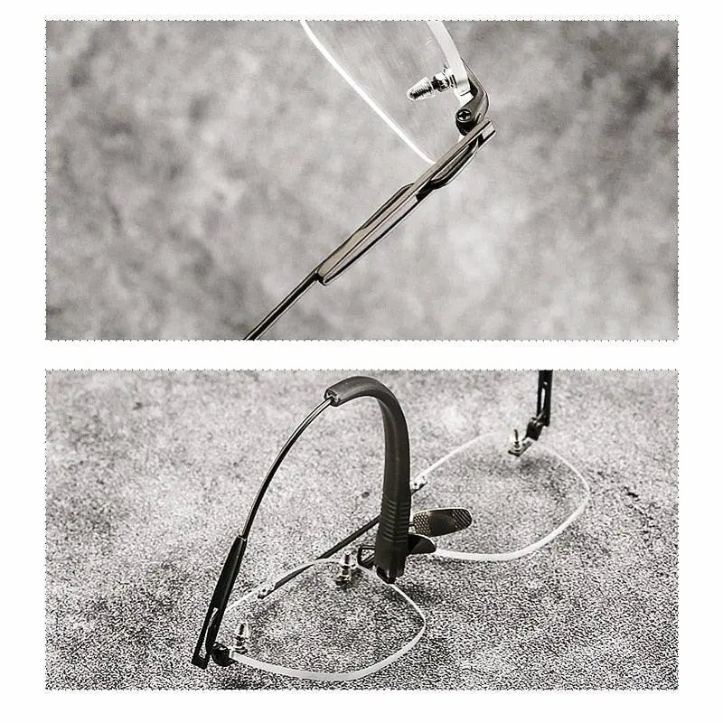 Unisex Square Rimless Titanium Double Bridge Prescription Glasses Dtx419 — view 11 | Rx Spectacle