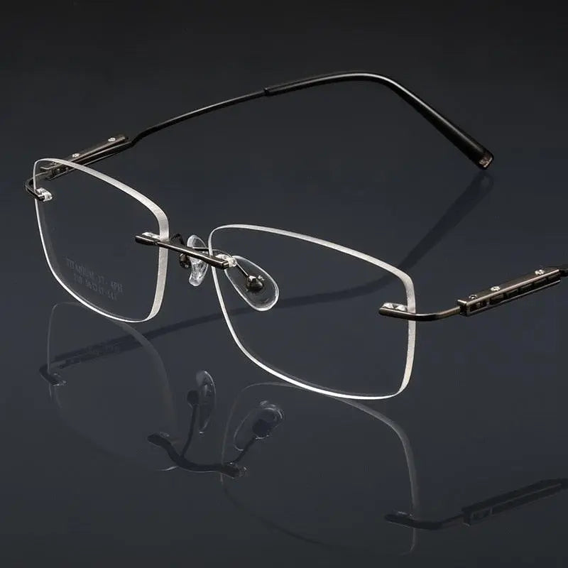 Men's Rectangular Rimless Titanium Prescription Glasses Z10wk — view 6 | Rx Spectacle