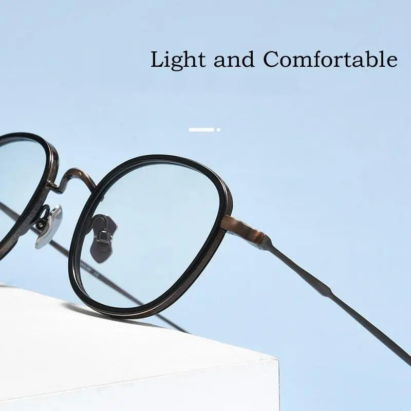 Unisex Square Full Rim Titanium Prescription Glasses Kmn137 — view 9 | Rx Spectacle