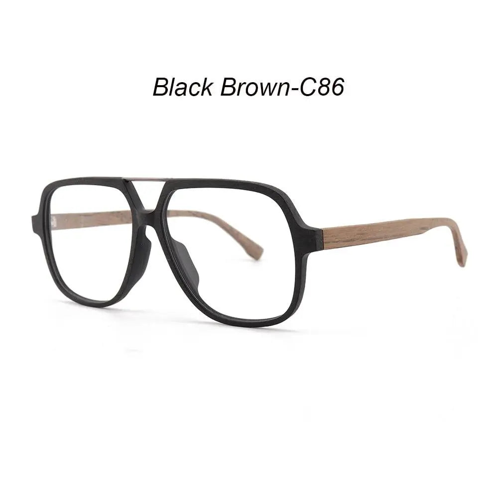Unisex Polygon Full Rim Wood Double Bridge Prescription Glasses 6018 — view 10 | Rx Spectacle
