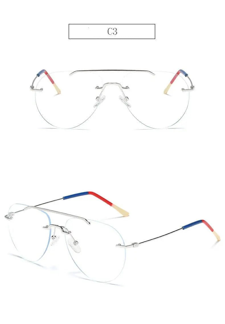 Unisex Round Rimless Alloy Double Bridge Prescription Glasses 81870 — view 18 | Rx Spectacle