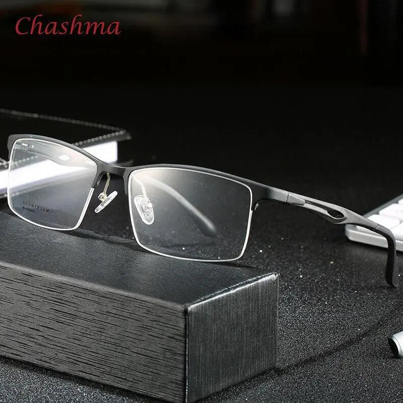 Unisex Square Semi-Rimless Aluminum Sports Glasses 6323 — view 6 | Rx Spectacle