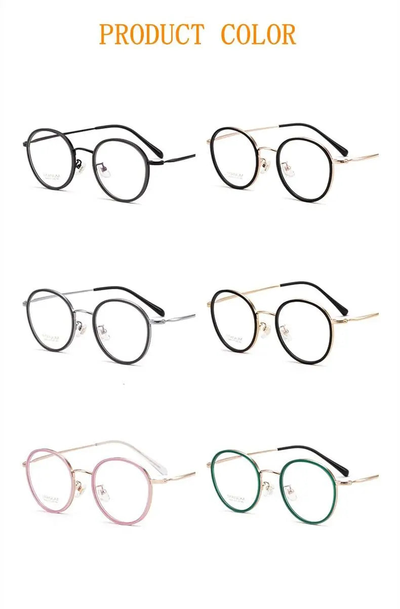 Unisex Round Full Rim Titanium Prescription Glasses T6053 — view 13 | Rx Spectacle