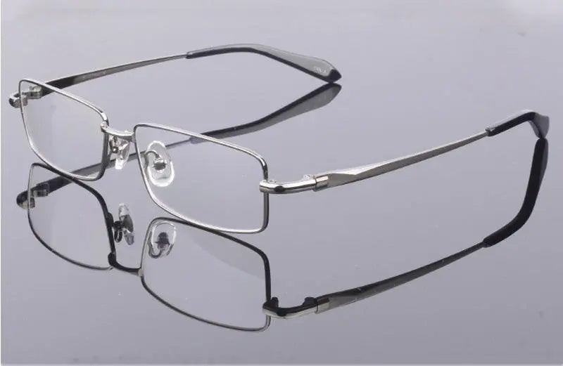 Men's Rectangular Full Rim Titanium Prescription Glasses 9867 — view 16 | Rx Spectacle