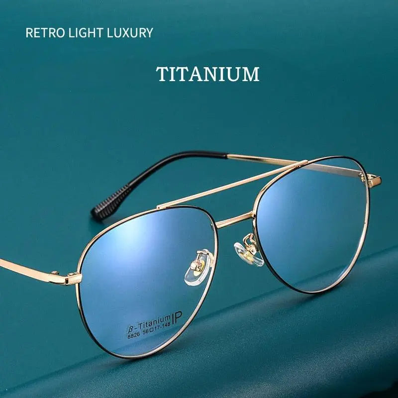 Unisex Full Rim Titanium Double Bridge Prescription Glasses 8826 — view 4 | Rx Spectacle