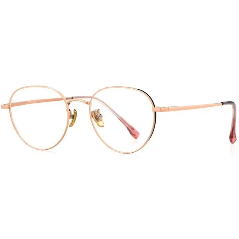 Women's Round Full Rim Titanium Prescription Glasses T3927 — view 4 | Rx Spectacle