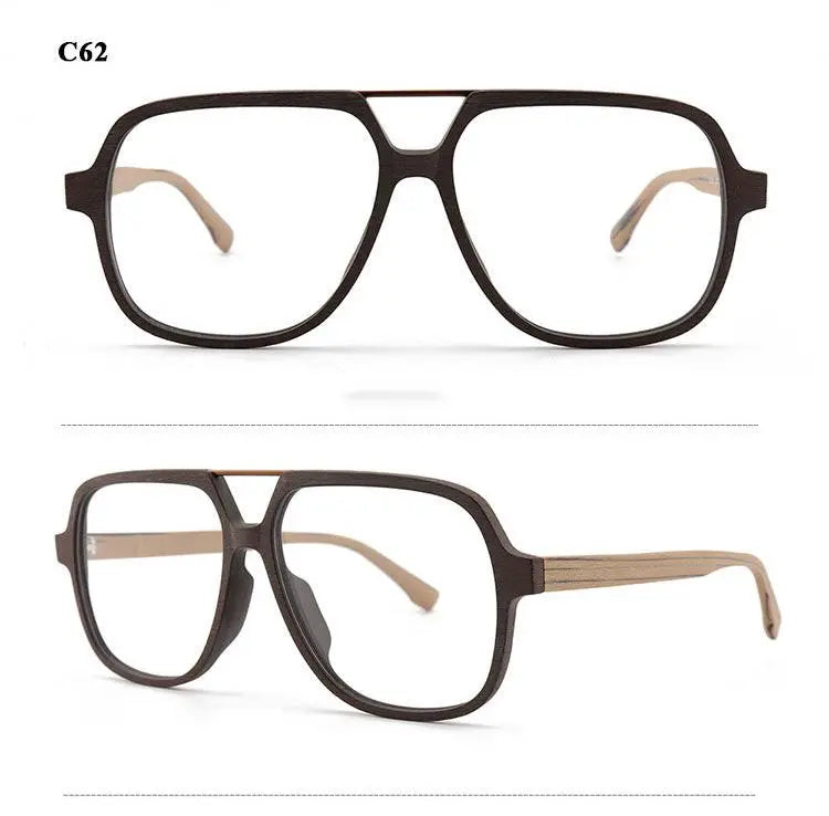 Unisex Polygon Full Rim Wood Double Bridge Prescription Glasses 6018 — view 16 | Rx Spectacle