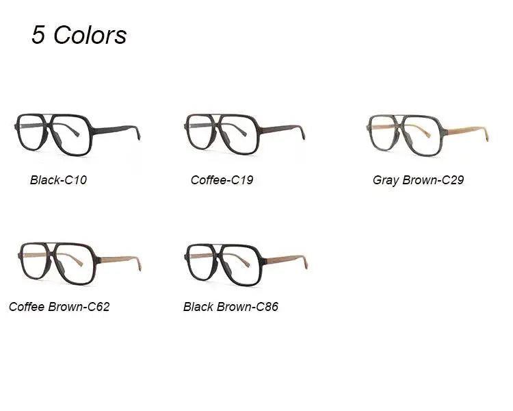 Unisex Polygon Full Rim Wood Double Bridge Prescription Glasses 6018 — view 12 | Rx Spectacle