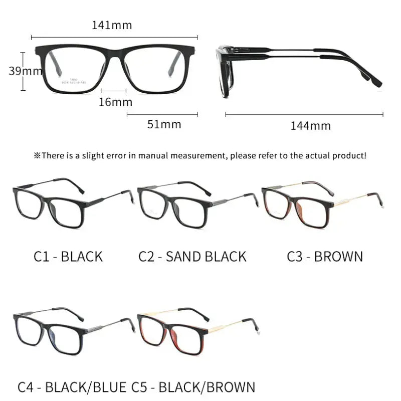 Unisex Square Full Rim TR90 Prescription Glasses 907849 — view 2 | Rx Spectacle