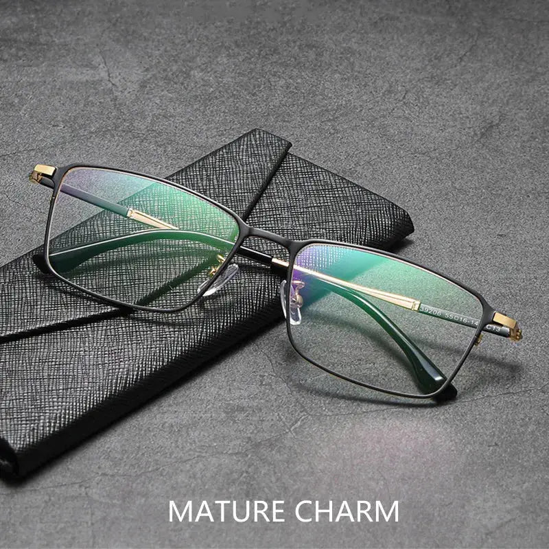 Unisex Square Full Rim Titanium Reading Glasses 39206 — view 1 | Rx Spectacle