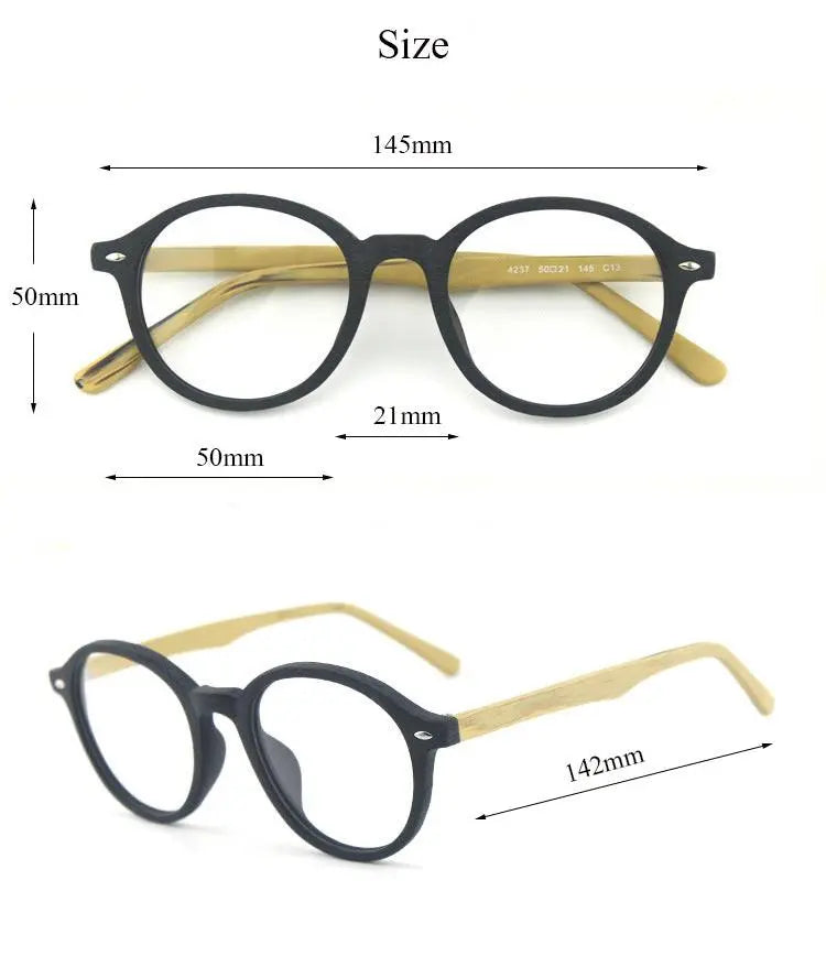 Unisex Round Full Rim Wood Prescription Glasses 4237 — view 15 | Rx Spectacle