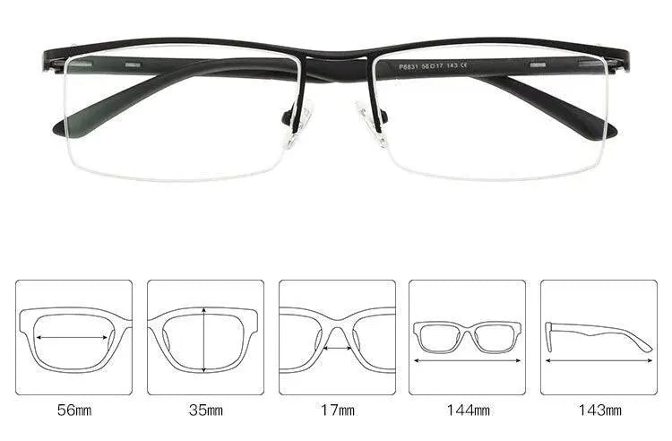 Unisex Square Semi-Rimless TR90 Prescription Glasses P8831 — view 16 | Rx Spectacle
