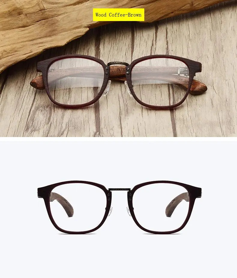 Unisex Round Full Rim Wood Prescription Glasses 7473d — view 14 | Rx Spectacle