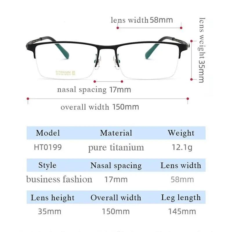 Men's Semi-Rimless Titanium Prescription Glasses Ht1099 — view 4 | Rx Spectacle