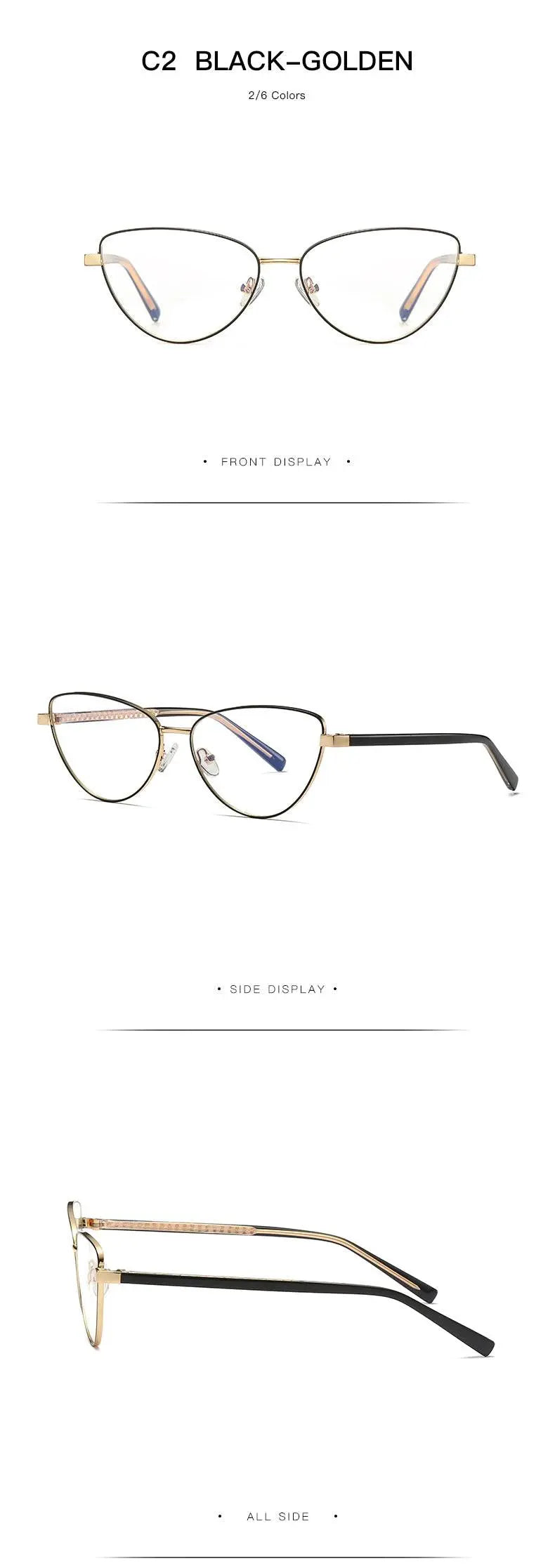 Women's Cat Eye Full Rim Alloy Prescription Glasses 3006 — view 14 | Rx Spectacle