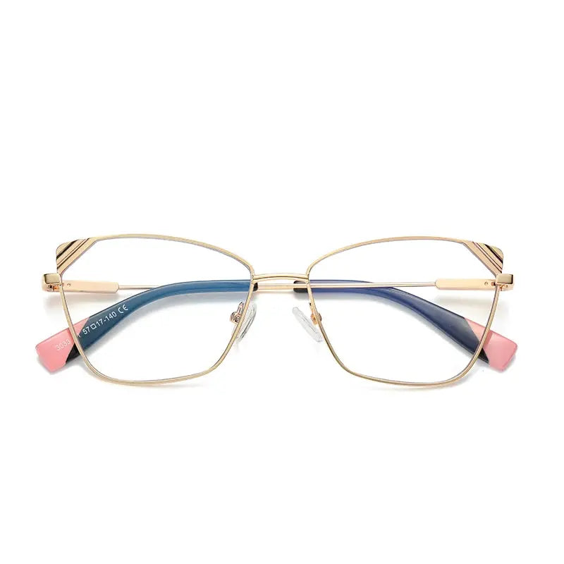 Women's Cat Eye Full Rim Alloy Prescription Glasses 30339 — view 3 | Rx Spectacle