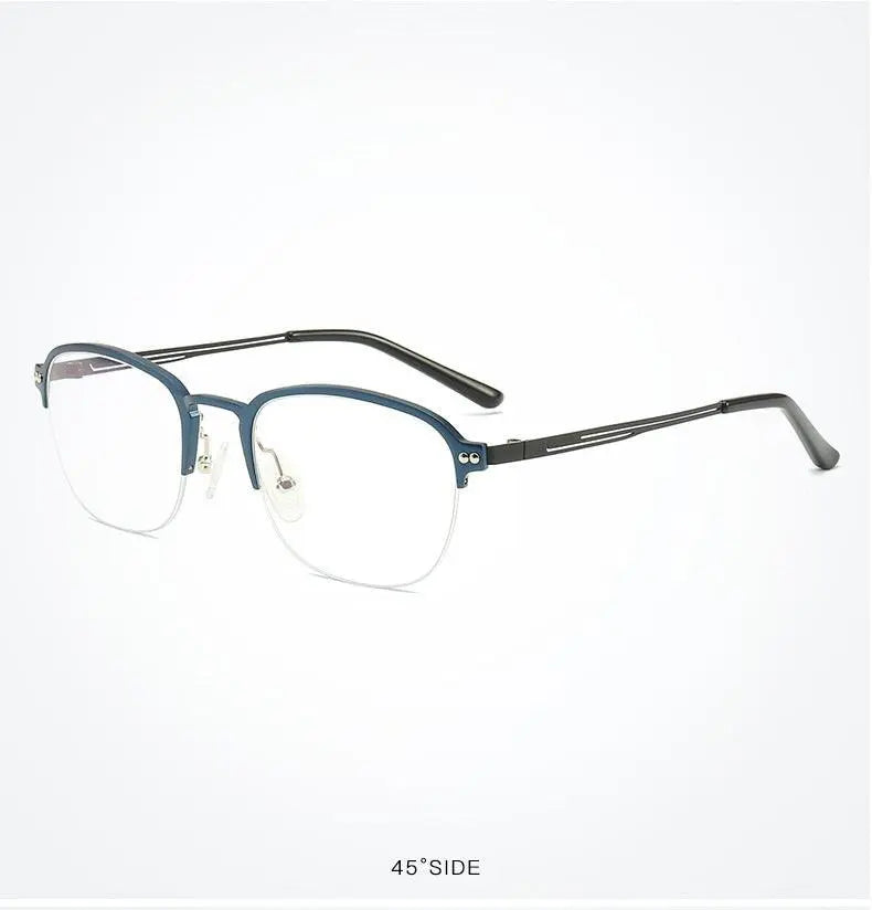 Unisex Square Semi-Rimless Titanium Prescription Glasses 6097 — view 18 | Rx Spectacle