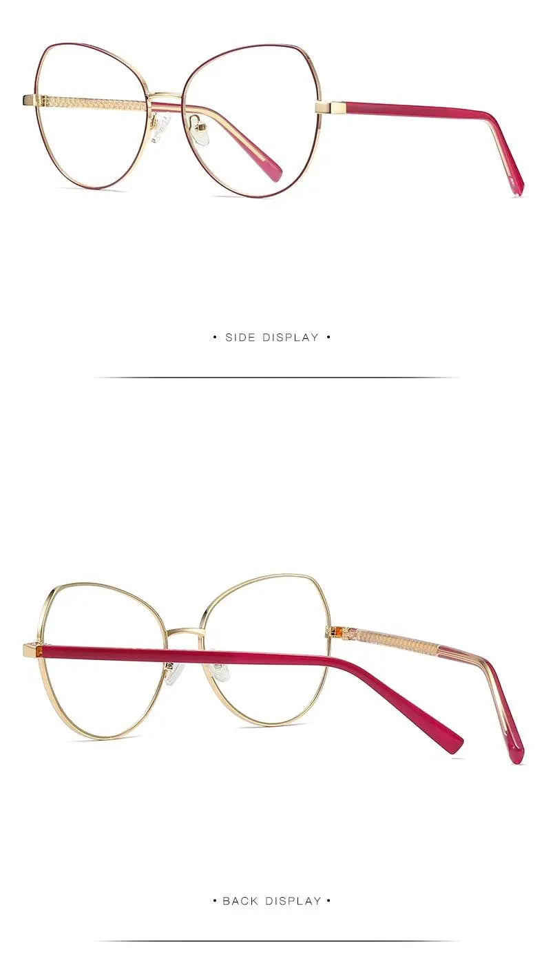 Women's Cat Eye Full Rim Alloy Prescription Glasses 3001 — view 26 | Rx Spectacle