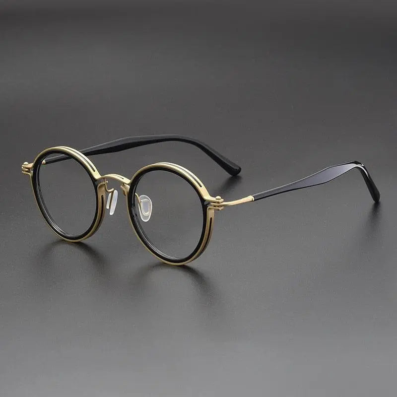 Unisex Round Full Rim Titanium Prescription Glasses H33088 — view 10 | Rx Spectacle