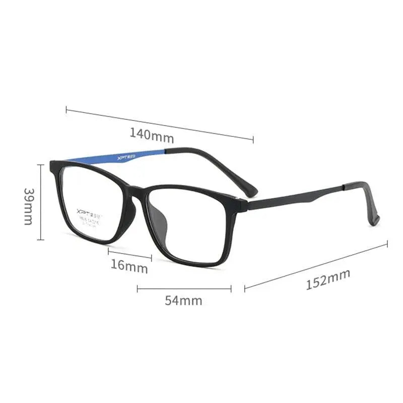 Unisex Square Full Rim Titanium Prescription Glasses 9828 — view 11 | Rx Spectacle