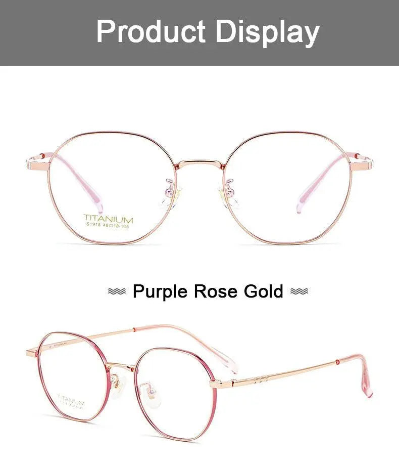 Women's Round Full Rim Titanium Prescription Glasses S1918 — view 14 | Rx Spectacle