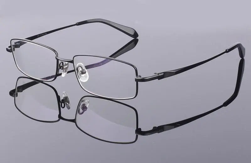 Men's Rectangular Full Rim Titanium Prescription Glasses 9867 — view 11 | Rx Spectacle