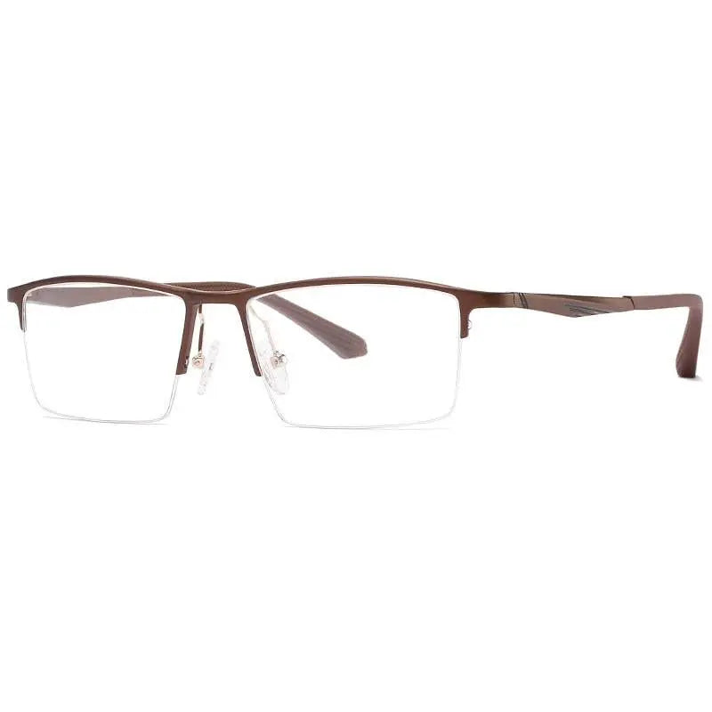 Men's Square Semi-Rimless Aluminum Prescription Glasses B2037 — view 10 | Rx Spectacle