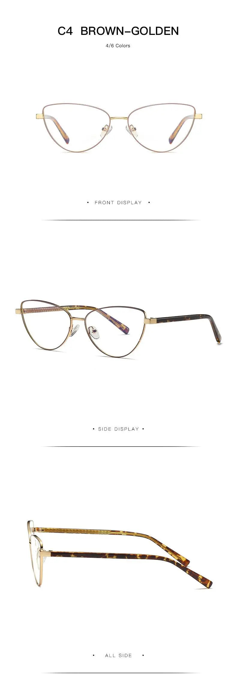 Women's Cat Eye Full Rim Alloy Prescription Glasses 3006 — view 16 | Rx Spectacle