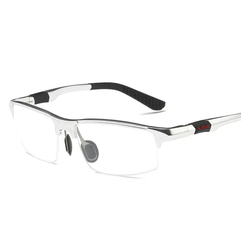 Men's Rectangular Semi-Rimless Aluminum Prescription Glasses Y3121 — view 7 | Rx Spectacle