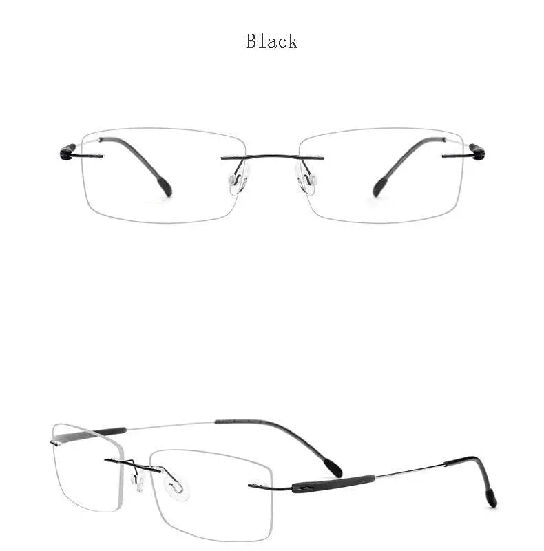 Unisex Rectangular Rimless Titanium Prescription Glasses 3125 — view 14 | Rx Spectacle