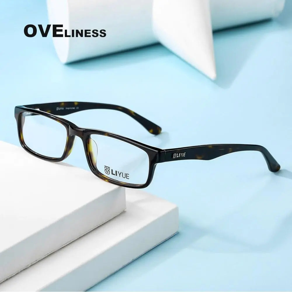 Unisex Square Full Rim Acetate Prescription Glasses Lg001 — view 5 | Rx Spectacle