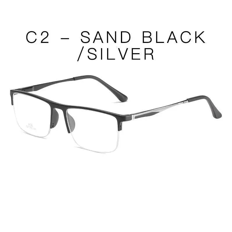 Unisex Square Semi-Rimless Alloy Prescription Glasses 8725 — view 4 | Rx Spectacle
