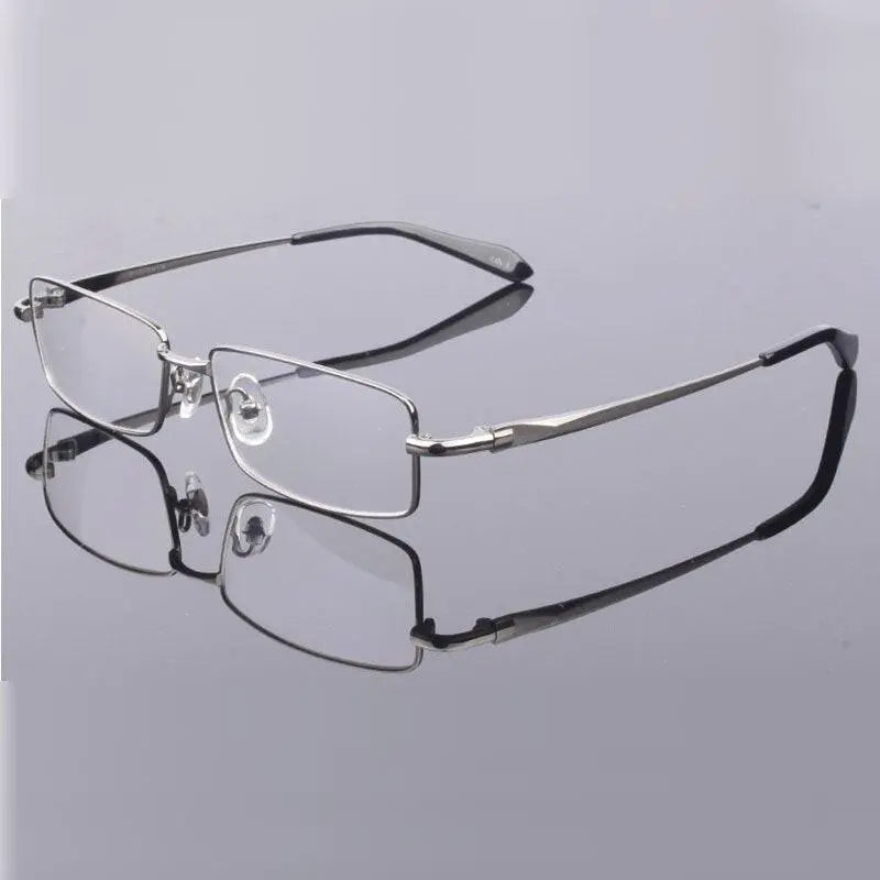 Men's Rectangular Full Rim Titanium Prescription Glasses 9867 — view 3 | Rx Spectacle