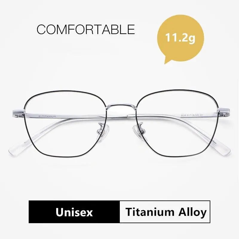 Unisex Polygon Full Rim Titanium Prescription Glasses 9026JY — view 3 | Rx Spectacle