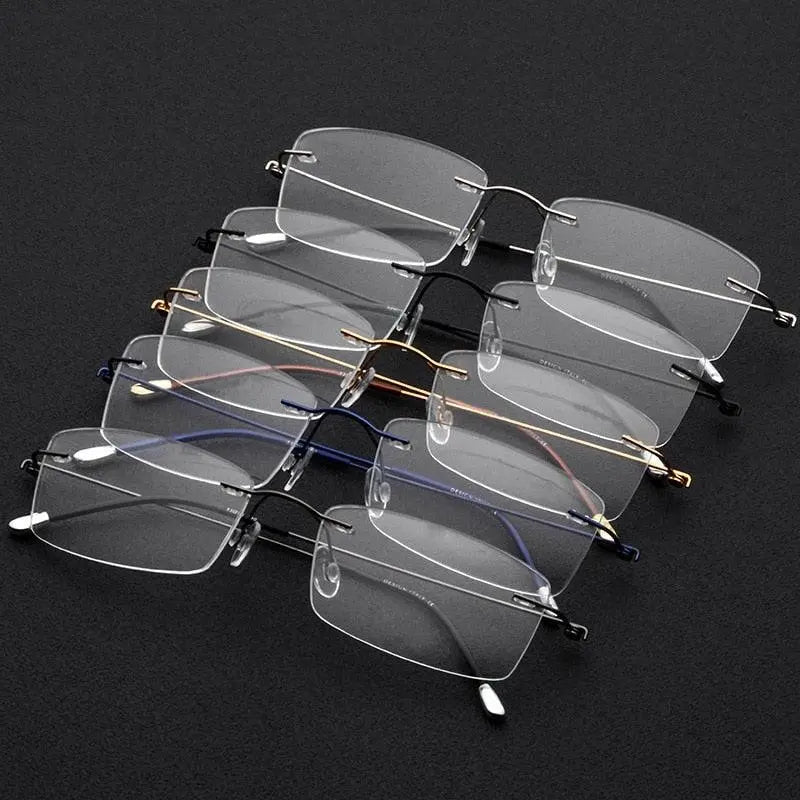Women's Rectangular Rimless Titanium Prescription Glasses P8361 — view 13 | Rx Spectacle