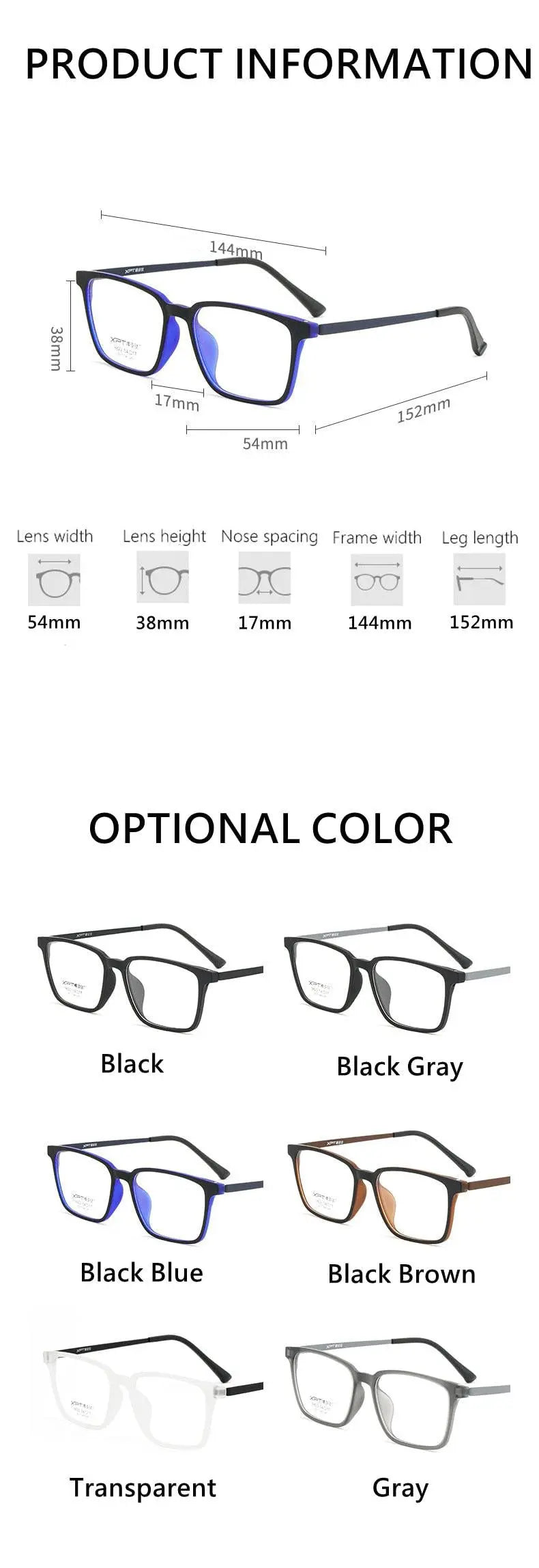 Men's Square Full Rim Titanium Prescription Glasses 9822 — view 13 | Rx Spectacle