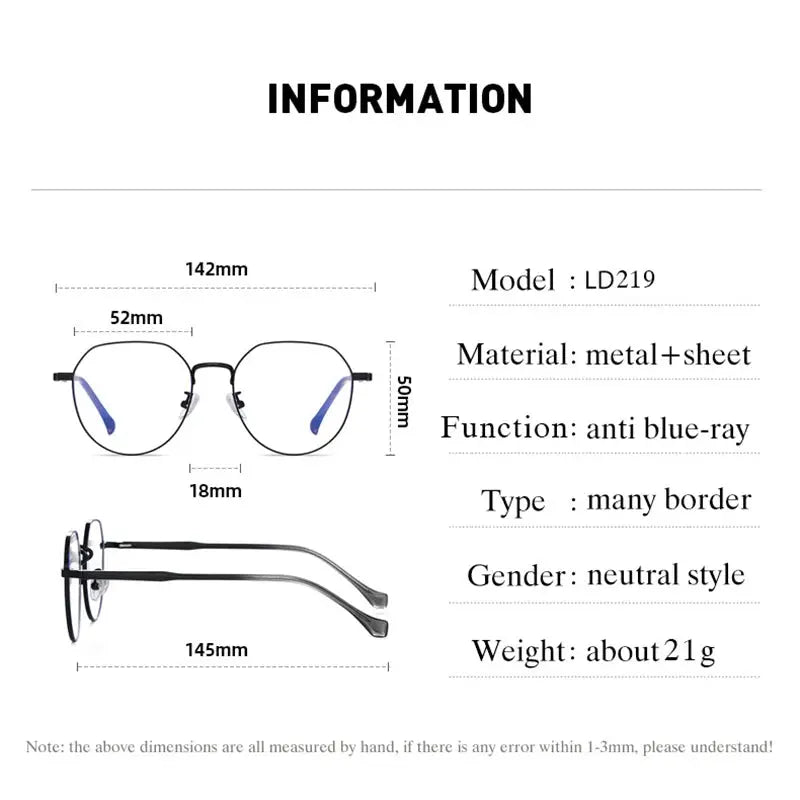 Unisex Oval Full Rim Alloy Flat Top Prescription Glasses 79219 — view 2 | Rx Spectacle